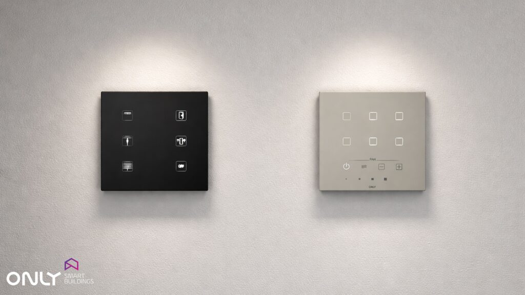 Painel de domótica inteligente ONLY Smart Buildings - acabamento personalizado instalado em habitação